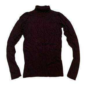 VINTAGE 90s Y2K Cassis Dark Plum Fitted Turtleneck Sweater Top M